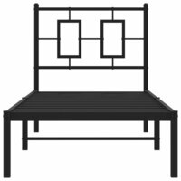 Bedframe met hoofdbord metaal zwart 75x190 cm 5