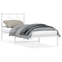 Bedframe met hoofdbord zonder matras metaal wit 75x190 cm 2