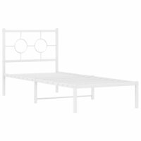 Bedframe met hoofdbord metaal wit 80x200 cm 3