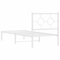 Bedframe met hoofdbord metaal wit 80x200 cm 7
