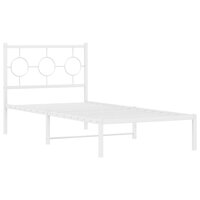 Bedframe met hoofdbord metaal wit 90x190 cm 3