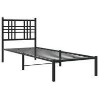 Bedframe met hoofdbord metaal zwart 75x190 cm 3
