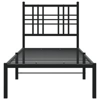 Bedframe met hoofdbord metaal zwart 75x190 cm 4