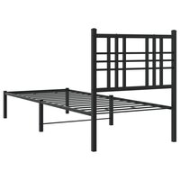 Bedframe met hoofdbord metaal zwart 75x190 cm 6