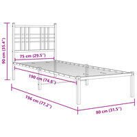 Bedframe met hoofdbord metaal zwart 75x190 cm 8