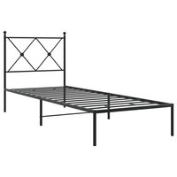 Bedframe met hoofdbord metaal zwart 75x190 cm 3