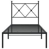 Bedframe met hoofdbord metaal zwart 75x190 cm 4