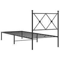Bedframe met hoofdbord metaal zwart 75x190 cm 6