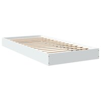 Bedframe bewerkt hout wit 75x190 cm 3