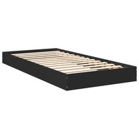 Bedframe bewerkt hout zwart 75x190 cm 3