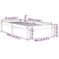 Bedframe zonder matras massief grenenhout wasbruin 75x190 cm 8
