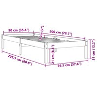 Bedframe zonder matras massief grenenhout wasbruin 90x200 cm 8