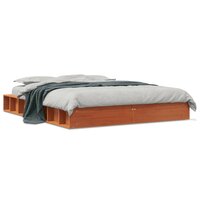Bed met matras massief grenenhout wasbruin 140x190 cm 2