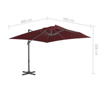 Zweefparasol met aluminium paal 400x300 cm bordeauxrood 8