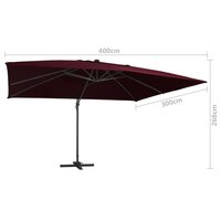 Zweefparasol met LED-verlichting 400x300 cm bordeauxrood 9