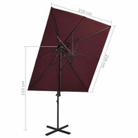 Zweefparasol met dubbel dak 250x250 cm bordeauxrood 8