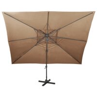 Zweefparasol met dubbel dak 400x300 cm taupe 3