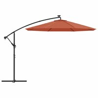 Zweefparasol met LED-verlichting en stalen paal terracottakleur 3