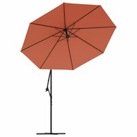 Zweefparasol met LED-verlichting en stalen paal terracottakleur 4