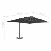 Zweefparasol met aluminium paal 4x3 m zwart 9