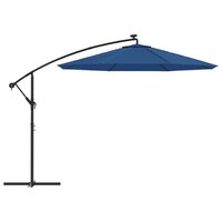 Zweefparasol met LED en stalen paal 300 cm azuurblauw 4
