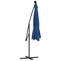 Zweefparasol met LED en stalen paal 300 cm azuurblauw 8