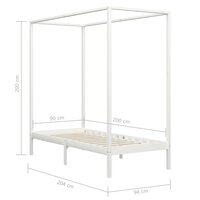 Hemelbedframe massief grenenhout wit 90x200 cm 7