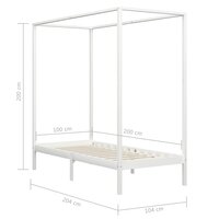 Hemelbedframe massief grenenhout wit 100x200 cm 7