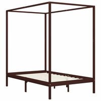 Hemelbedframe massief grenenhout donkerbruin 120x200 cm 2