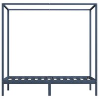 Hemelbedframe massief grenenhout grijs 100x200 cm 4