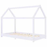 Kinderbedframe massief grenenhout wit 80x160 cm 2