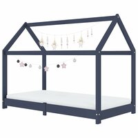 Kinderbedframe massief grenenhout grijs 70x140 cm 3