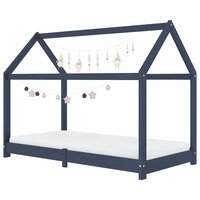 Kinderbedframe massief grenenhout grijs 80x160 cm 3