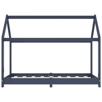 Kinderbedframe massief grenenhout grijs 80x160 cm 4