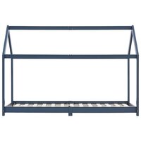 Kinderbedframe massief grenenhout grijs 90x200 cm 3