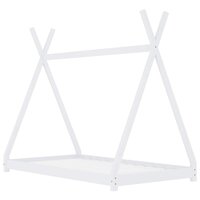 Kinderbedframe massief grenenhout wit 80x160 cm 2