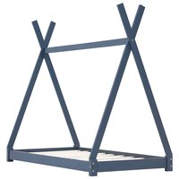 Kinderbedframe massief grenenhout grijs 90x200 cm 2