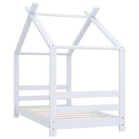 Kinderbedframe massief grenenhout wit 70x140 cm 2