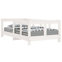 Kinderbedframe 70x140 cm massief grenenhout wit 2