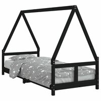 Kinderbedframe 80x200 cm massief grenenhout zwart 2