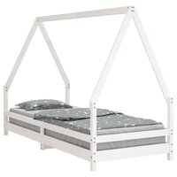 Kinderbedframe 90x200 cm massief grenenhout wit 2