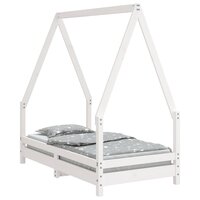 Kinderbedframe 70x140 cm massief grenenhout wit  2