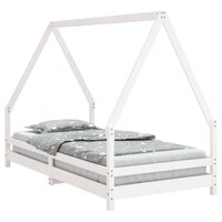 Kinderbedframe 90x190 cm massief grenenhout wit 2