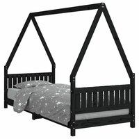 Kinderbedframe 80x200 cm massief grenenhout zwart 2
