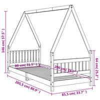 Kinderbedframe 80x200 cm massief grenenhout zwart 9