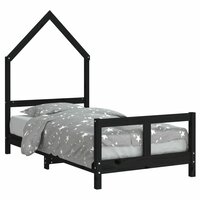 Kinderbedframe 80x160 cm massief grenenhout zwart 2