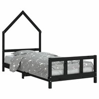 Kinderbedframe 90x190 cm massief grenenhout zwart 2