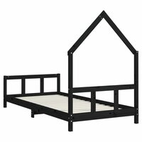 Kinderbedframe 90x190 cm massief grenenhout zwart 6