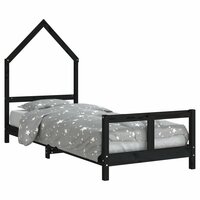 Kinderbedframe 80x200 cm massief grenenhout zwart 2