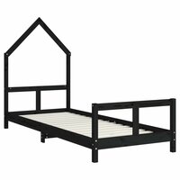 Kinderbedframe 80x200 cm massief grenenhout zwart 3